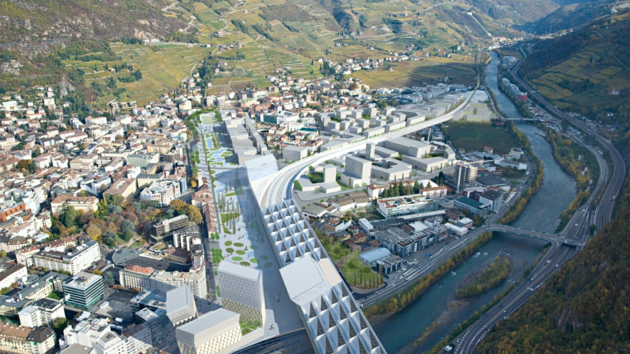 Il rendering dell'areale ferroviario di Bolzano