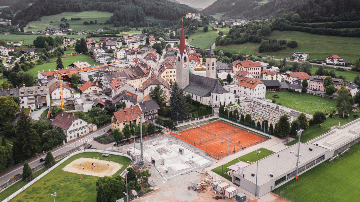 Vogelperspektive der neuen Inso Location in St. Lorenzen