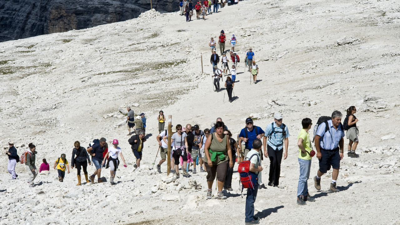 Touristen am Berg