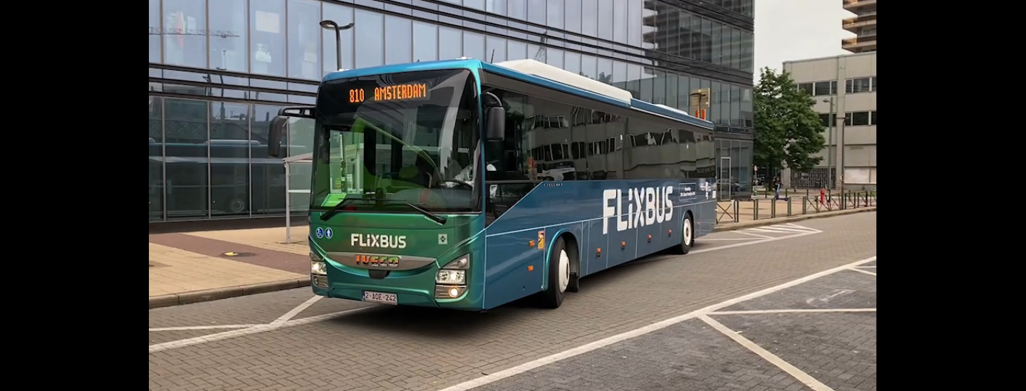 First biomethane bus on the road from Brussels to Amsterdam on 1 July 2021.