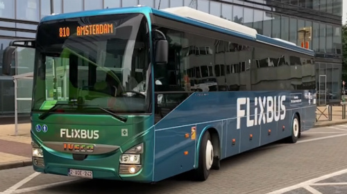 First biomethane bus on the road from Brussels to Amsterdam on 1 July 2021.