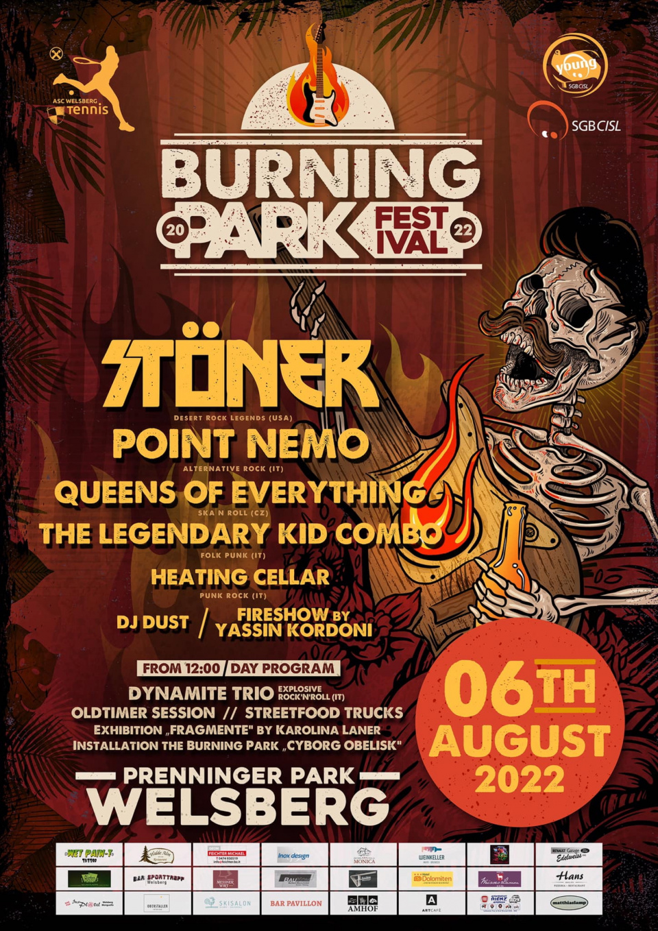 Das Angebot ist breit gefächert und über den gesamten Tag verteilt: Das „Burning Park Festival” beginnt um 12 Uhr, die Livebands werden ab 17 Uhr zu sehen sein.