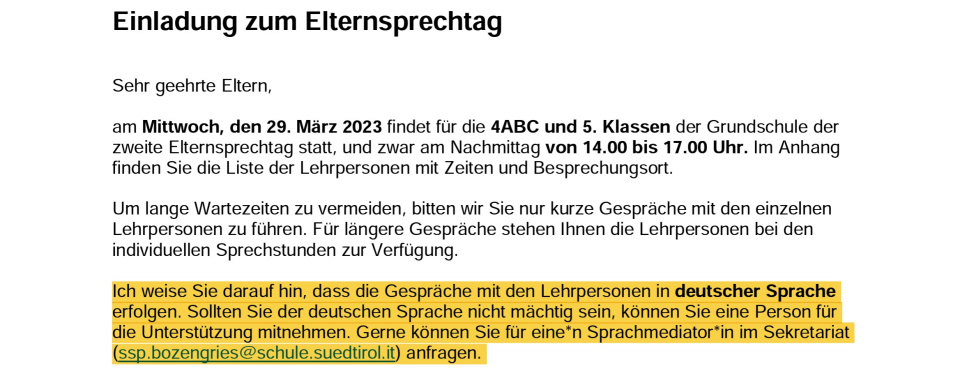 A udienza solo chi sa il tedesco