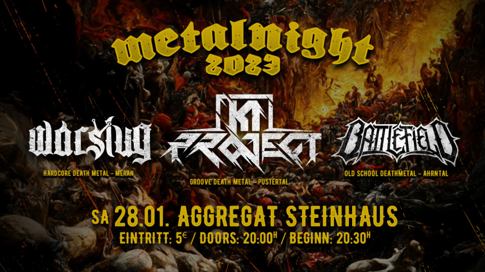 Death Metal in drei durchaus unterschiedlichen Varianten: Die „Metal Night” im Jugend- und Kulturzentrum Aggregat in Steinhaus, am Samstag, 28. Jänner 2023.