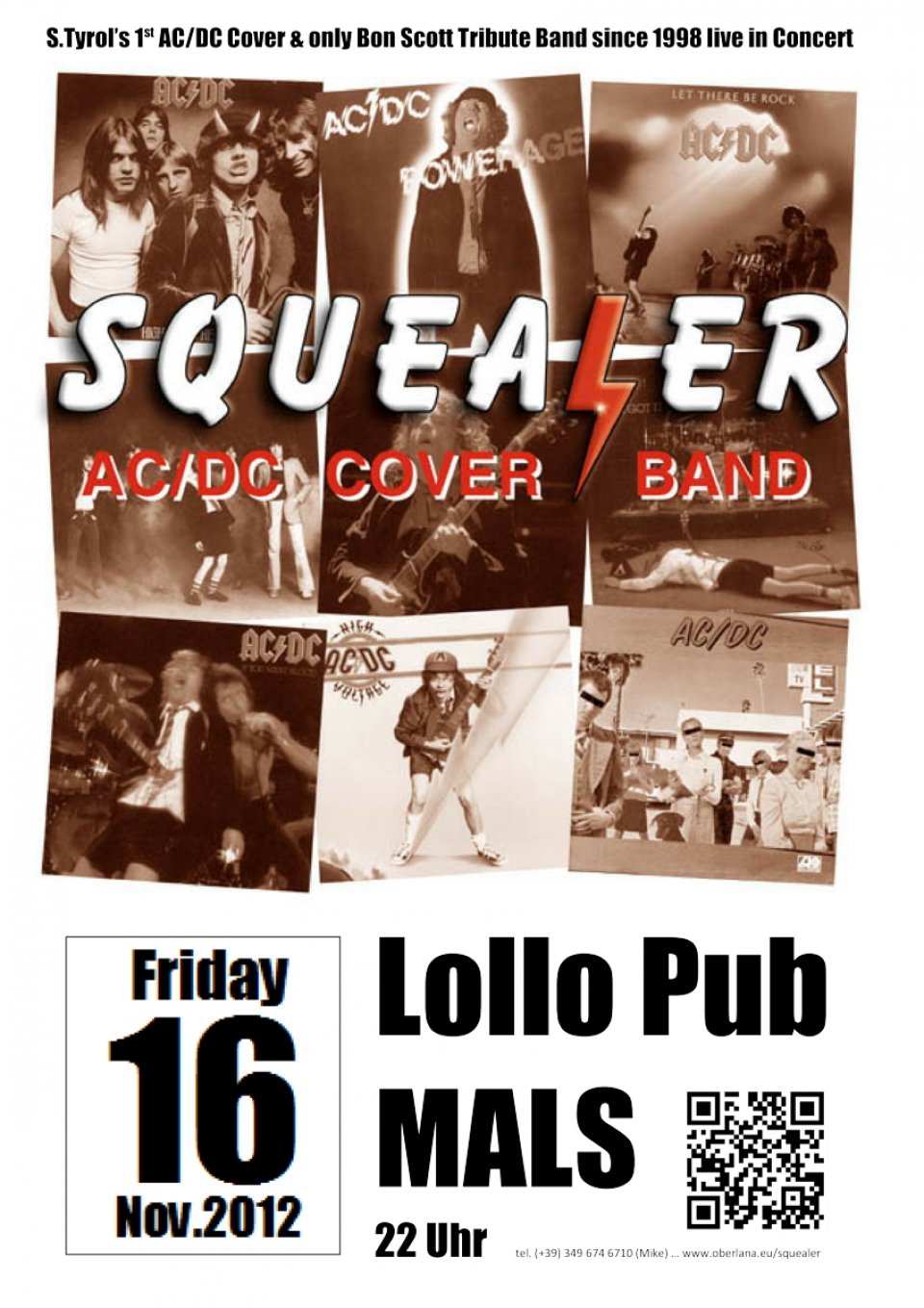 Plakat zum Reunion-Konzert von Squealer 2012 in Mals.
