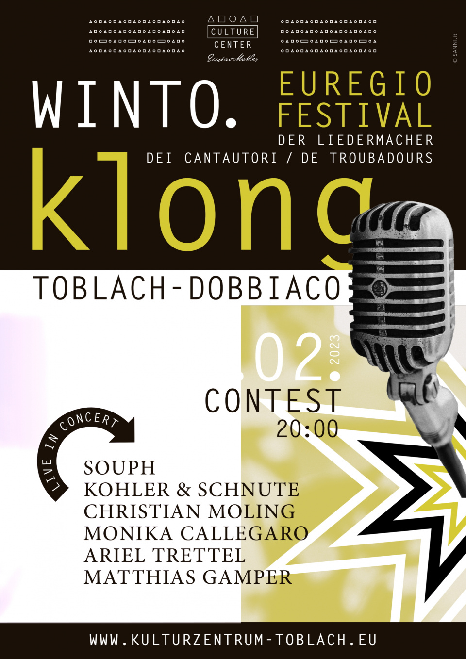 Die dritte Auflage findet am 11. Februar 2023 statt: Das Liedermacher-Festival „Winto.klong” im Kulturzentrum Grand Hotel in Toblach.